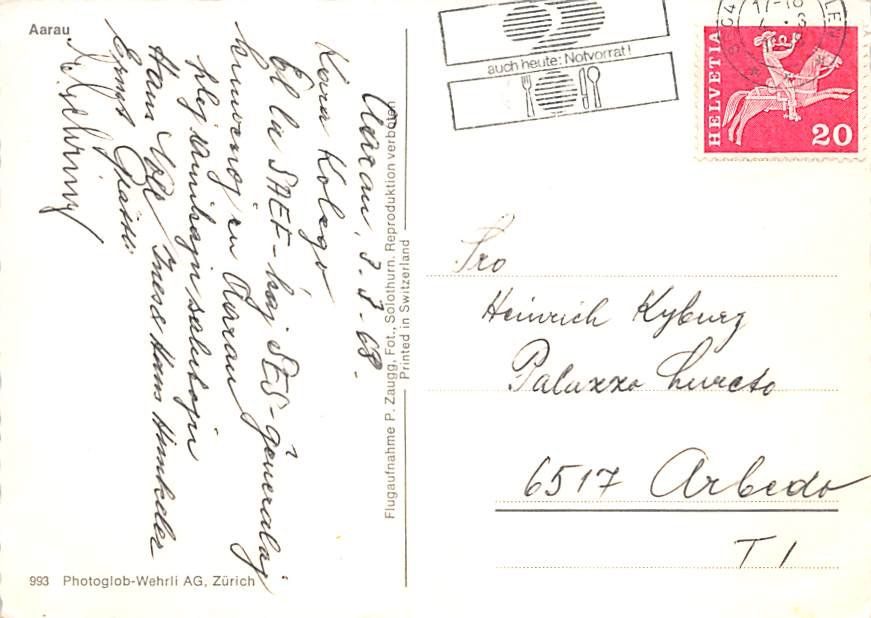 Cartoline postali: AG - Aarau – Usato da Ottikon b.Kemptth. venduto da Neptun1974 1