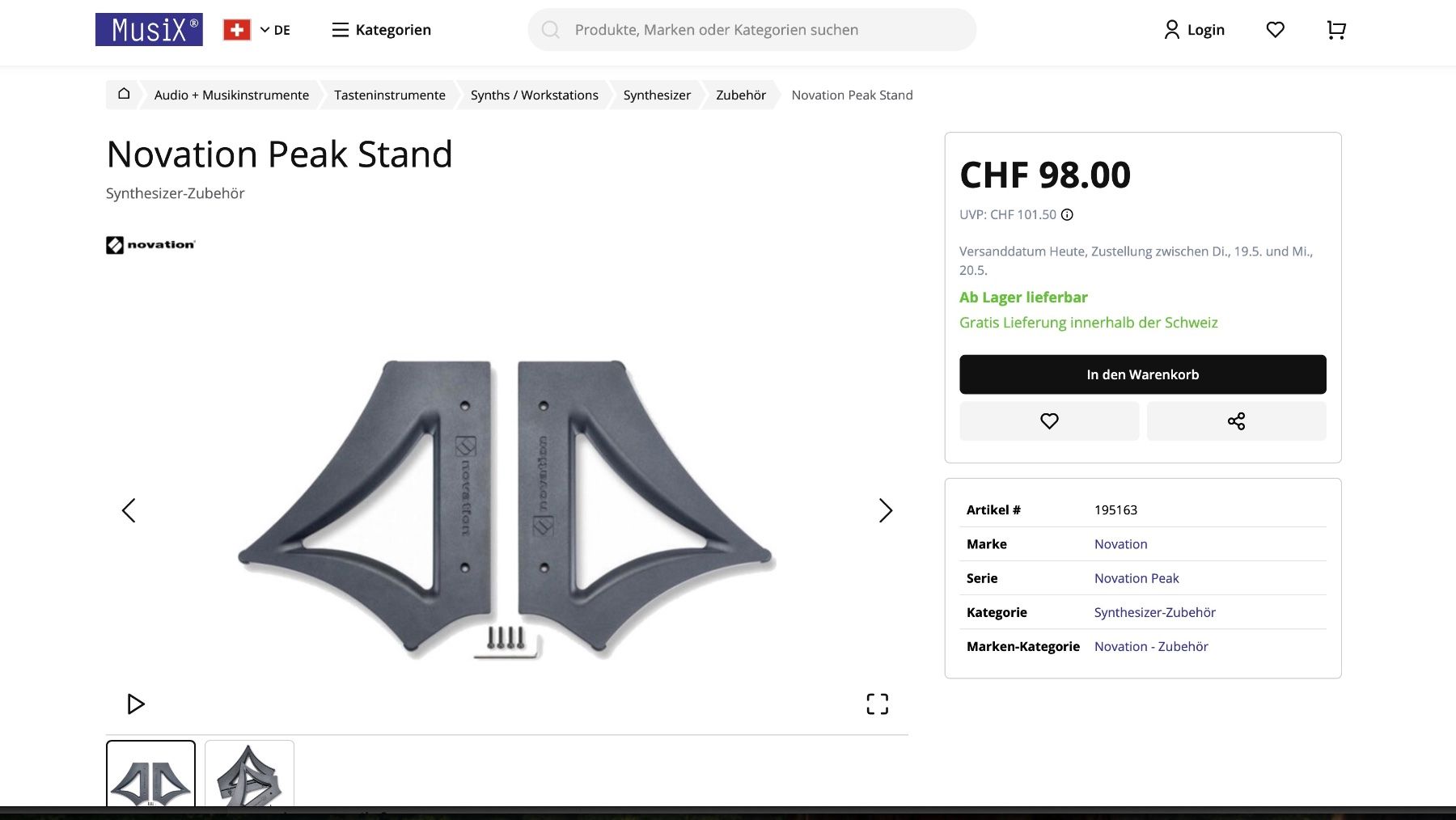 Novation Strumenti musicali: Novation Peak Stand – Difettoso da basel venduto da jouhou 2