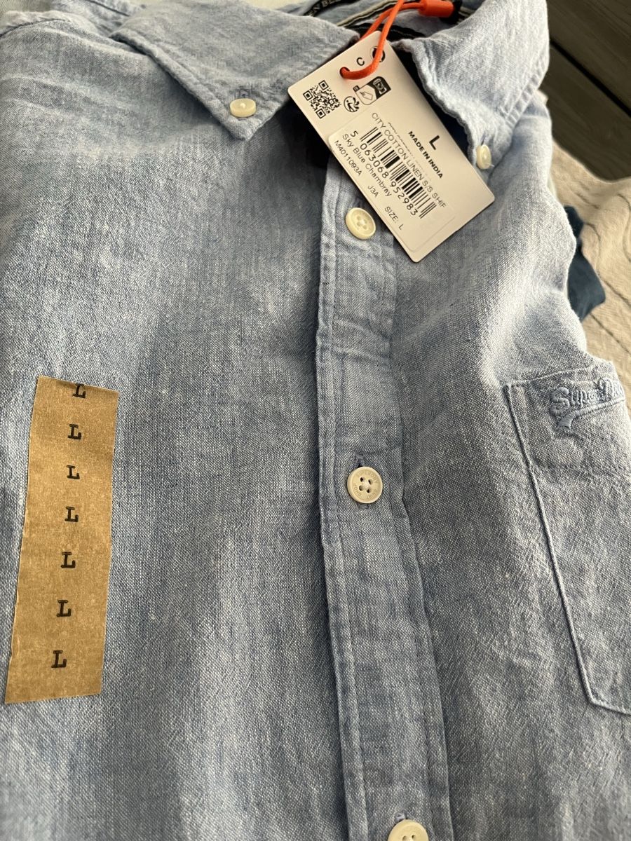 Camicie: Herren Hemd kurzarm Superdry L hellblau Leinen Blend NEU – Nuovo (secondo la descrizione) da Safenwil venduto da Vito_Caruso 3