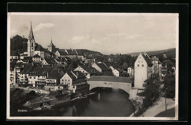 Cartoline postali: Baden, Teilansicht mit Brückengebäude  – Usato da Berlin venduto da bartko-reher