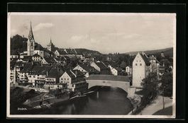 Baden, Teilansicht mit Brückengebäude 