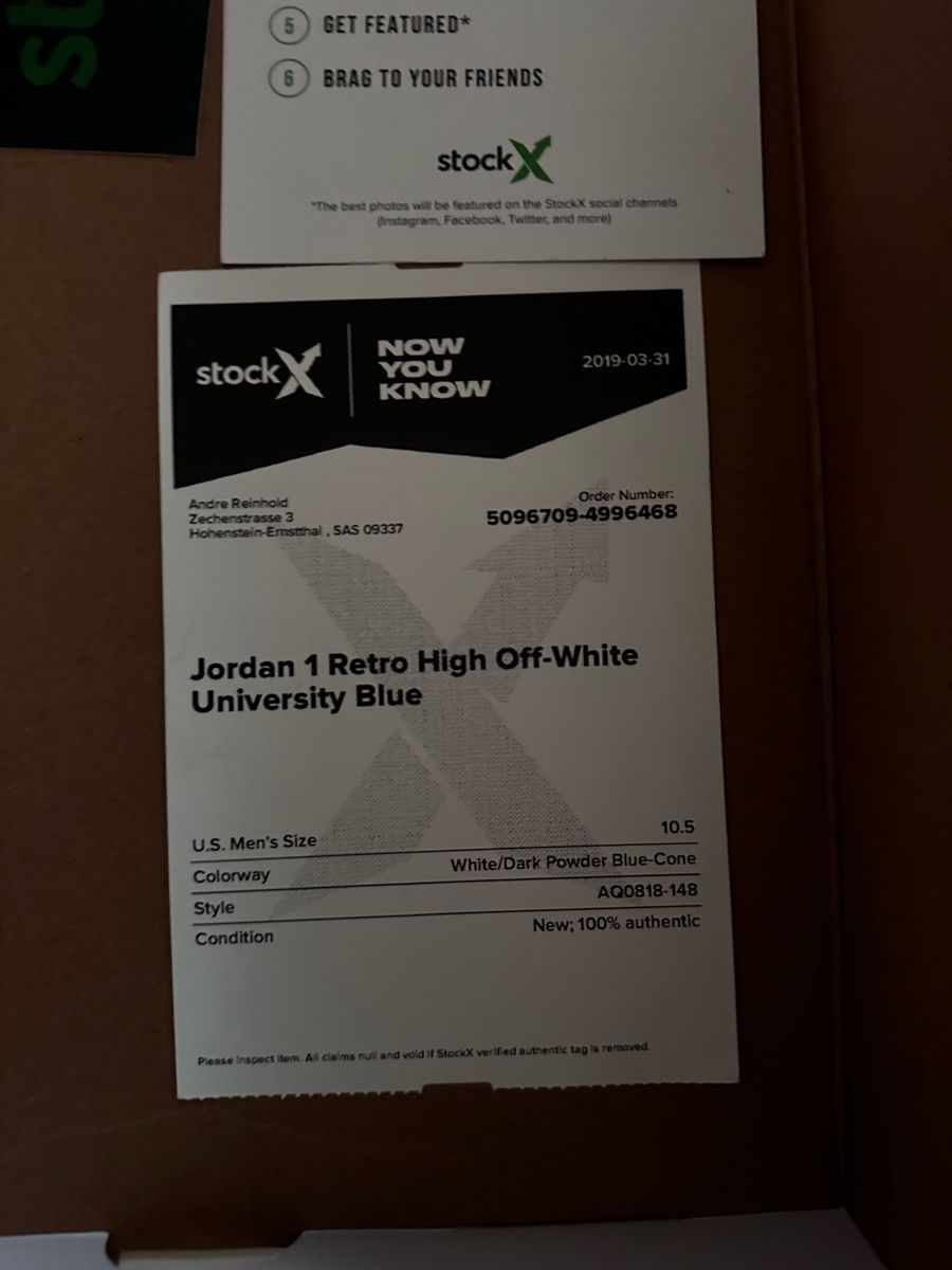 Off-White Scarpe da uomo: Air Jordan 1 x Off White University Blue – Usato da Brunnen venduto da ram_5zvc 5