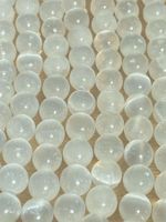 Strang echte Selenite Kugeln / stone beads 10 mm