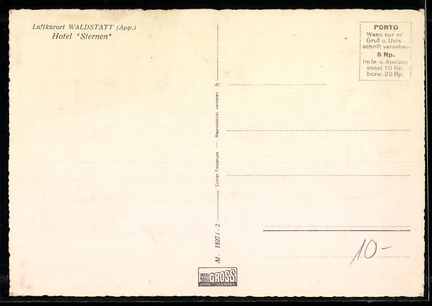 Cartoline postali: AK Waldstatt /App., Hotel Sternen – Usato da Berlin venduto da bartko-reher 1