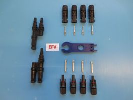 MC4 Y-Verteiler 2 Fach Starr Inkl. 4 Stück MC4 Stecker SET
