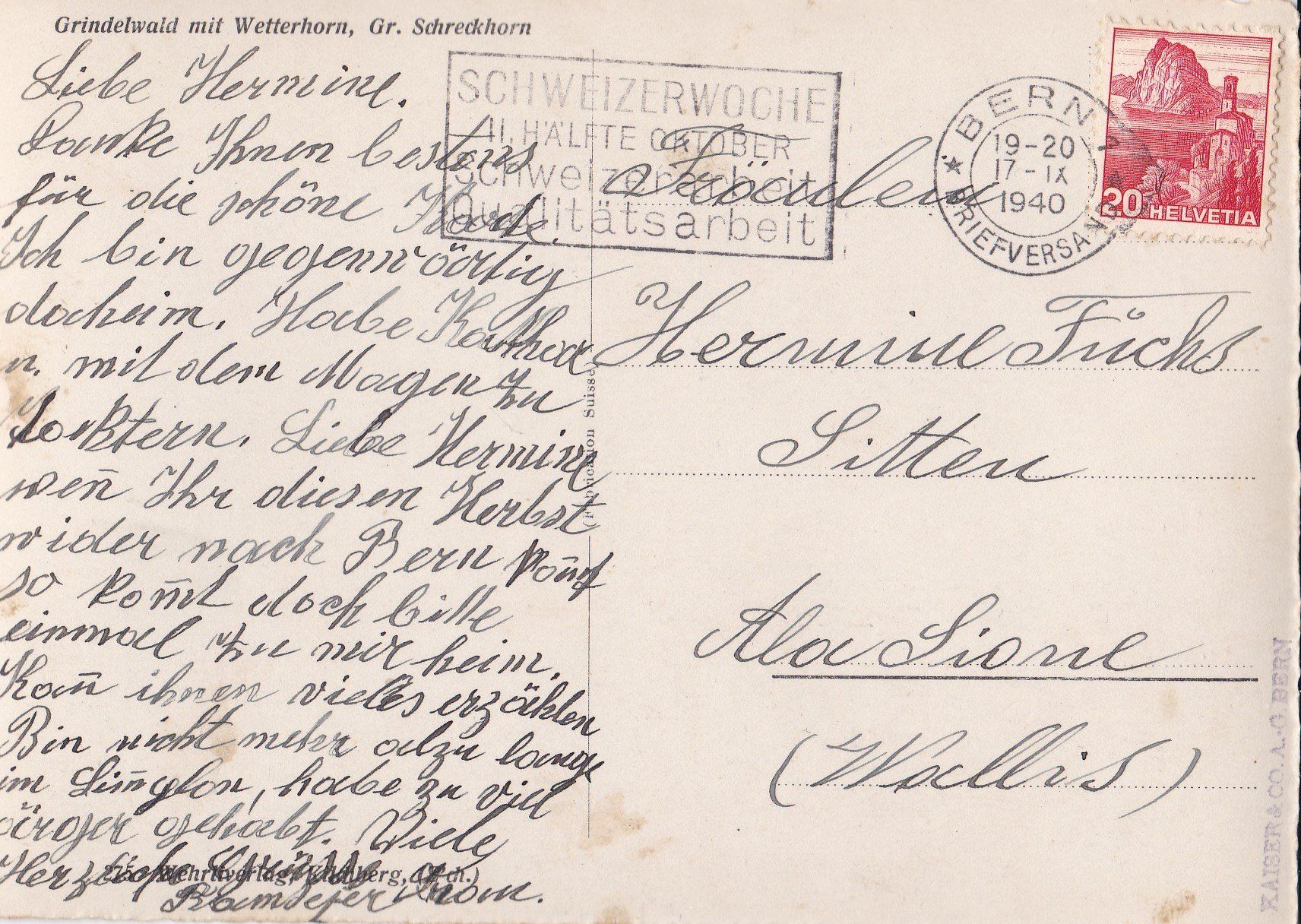 Cartoline postali: Originale alte Ansichtskarte Grindelwald, Herbst 1940! – Usato da Neuenhof venduto da Wanton 1