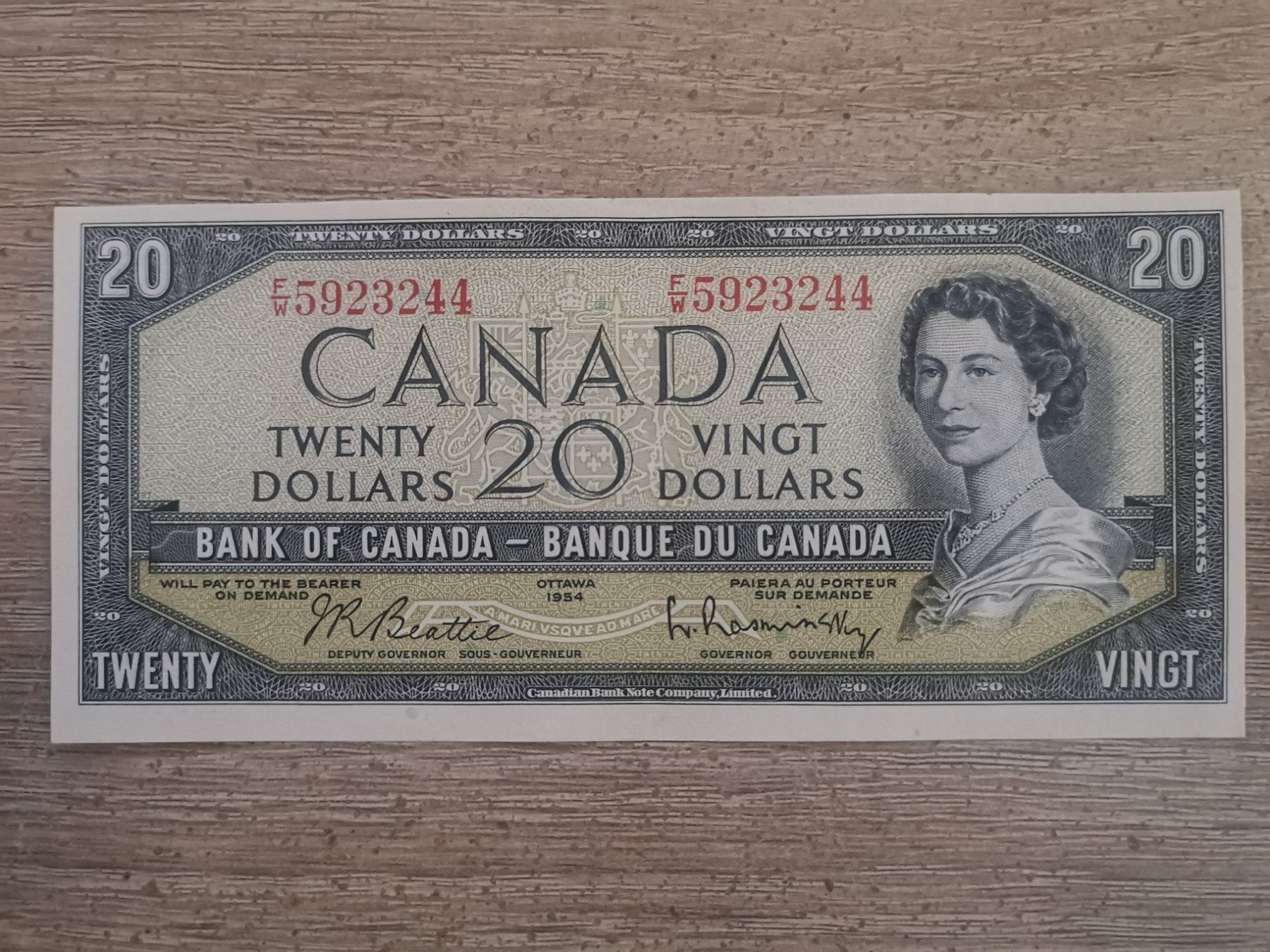 Banconote: CANADA QEII 20 Dollars 1954 TOP Occasion – Usato da Cousset venduto da Patricio77
