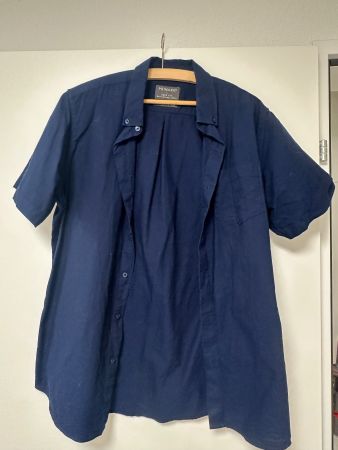 👔 Primark Hemd Dunkelblau Slim Fit L Kurzarm ☀️