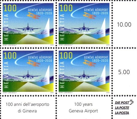 Tutti i francobolli: Viererblock Flughafen Genf** – Nuovo (secondo la descrizione) da Dottikon venduto da haeusibuh5