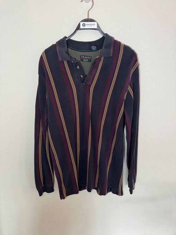 Vintage 90'S Trader Bay cotton knit sweater, made in the USA, men's size XL cotton navy blue type Vintage Second Hand