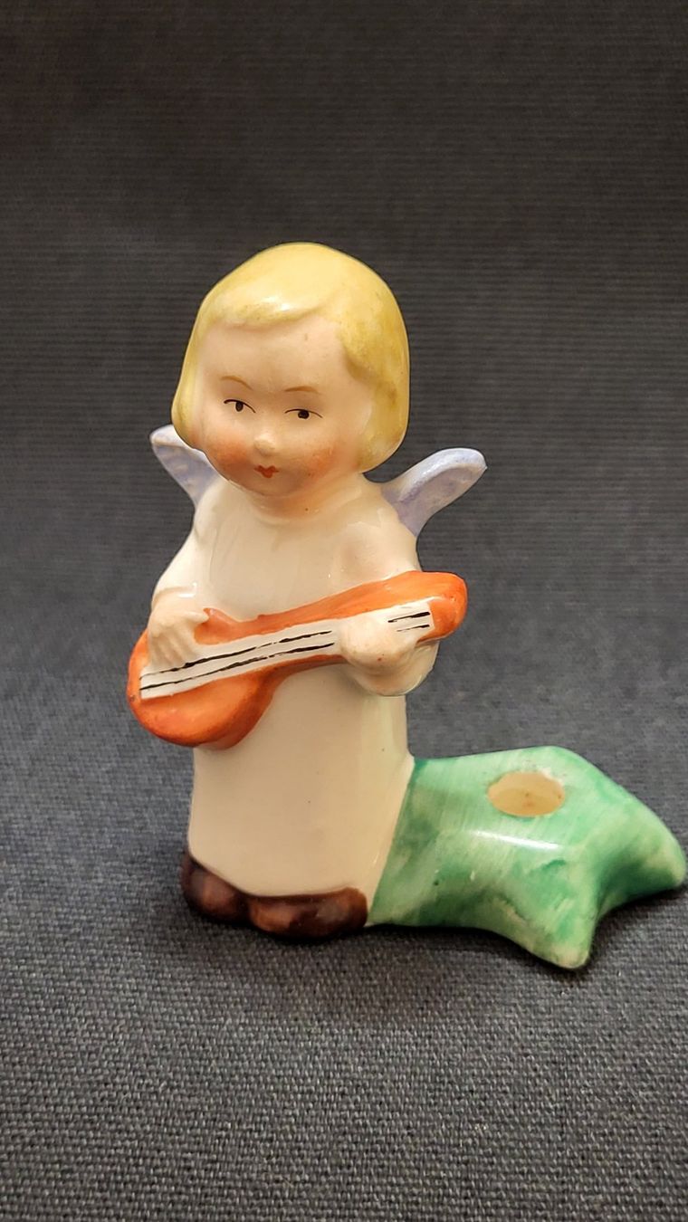 Hummel Statuette: Hummel-Engeli mit Gitarre/ Kerzenständer – Usato da Basel venduto da spinne02