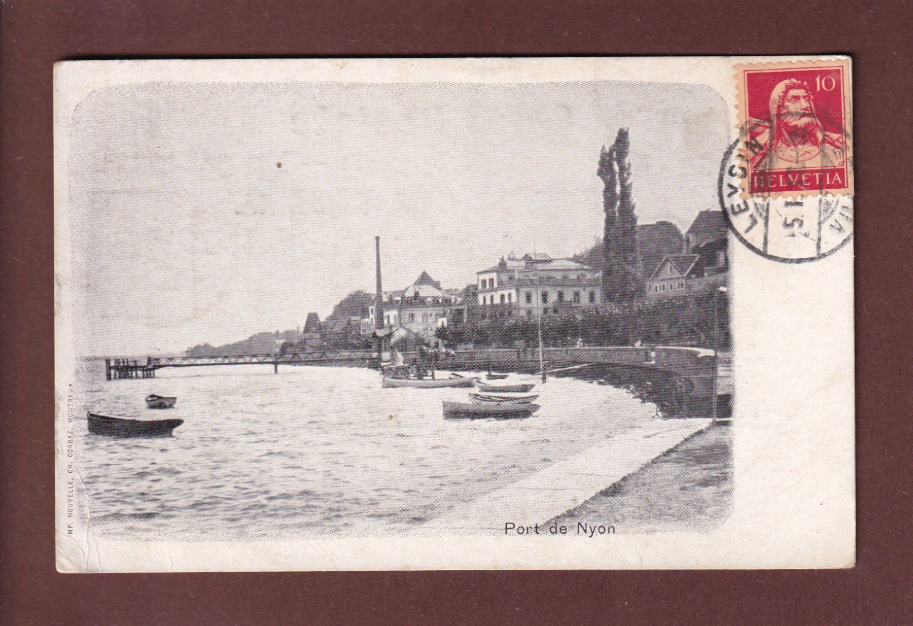 Cartoline postali: Port de NYON - 1917 – Usato da Pully venduto da nicecards