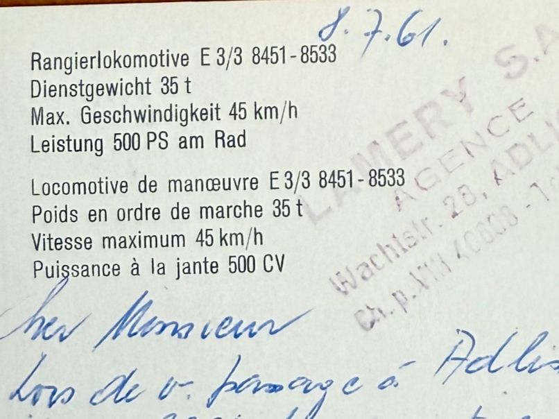 Cartoline postali: Rangierlokomotive E 3/3  8451 - 8533 – Usato da Lutry venduto da Ediego 2