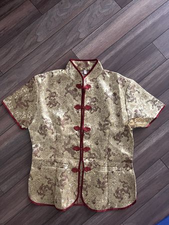 Vintage Seidenbluse im China-Stil, Grösse M