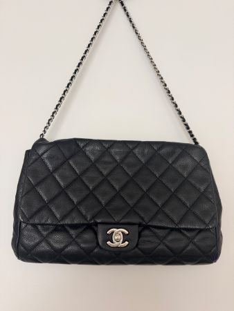 CHANEL Classic Flap Bag – Black Caviar Leather – Silver Hard