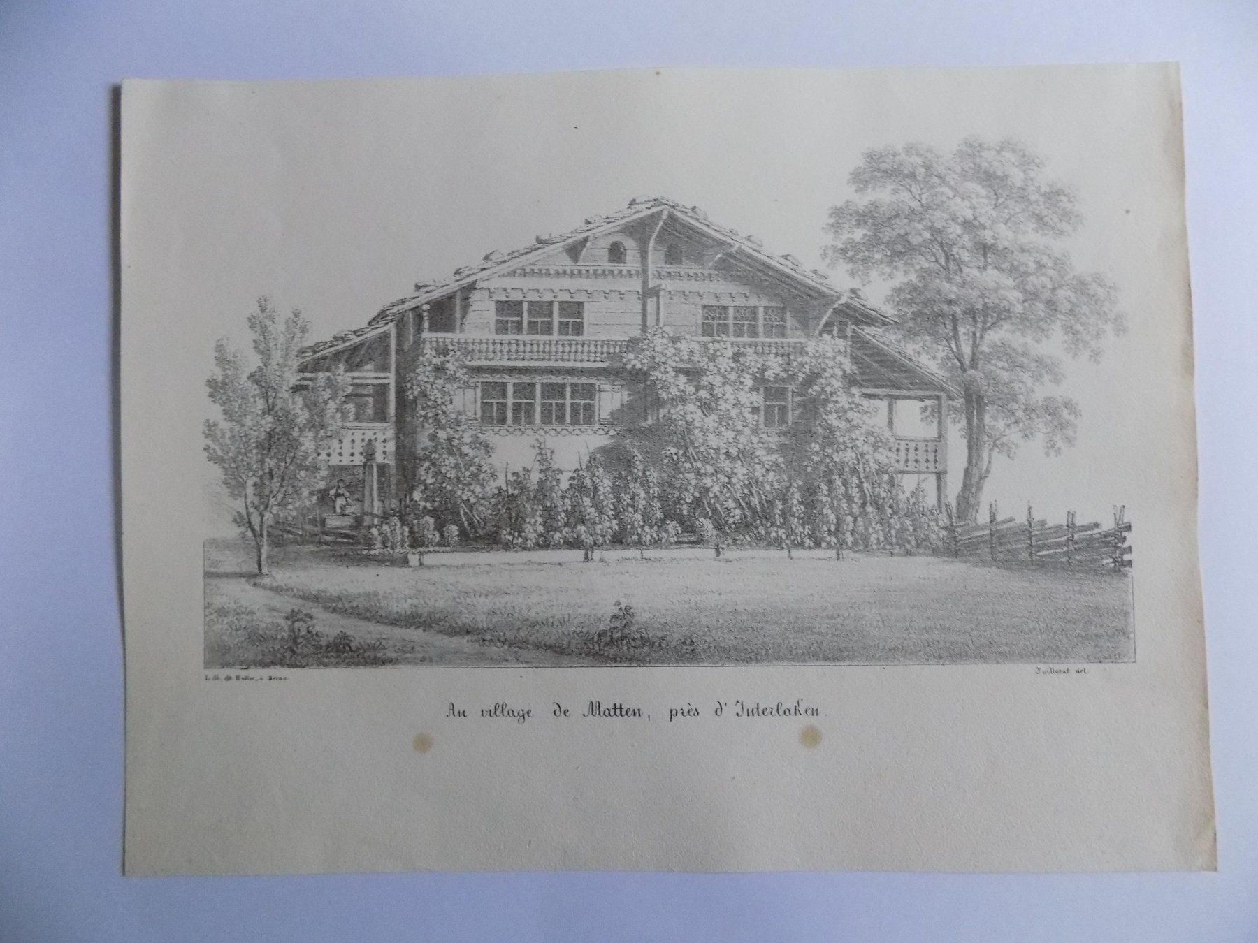 Gravures: Matten bei Interlaken Lithographie – D'occasion à Risch par Antikfee