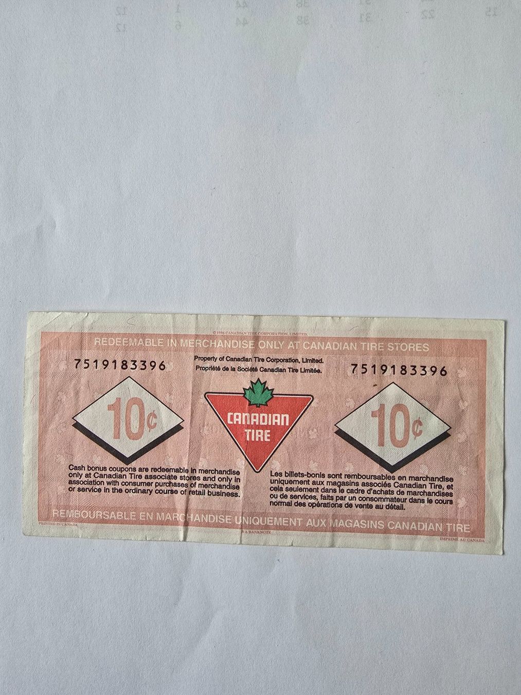 Buoni: Canadian Tire 10/C – Usato da Neuenhof venduto da brasvarela 1