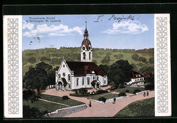 Ansichtskarten: AK Schongau, Projektierte Kirche, 1922 – Gebraucht aus Berlin von bartko-reher