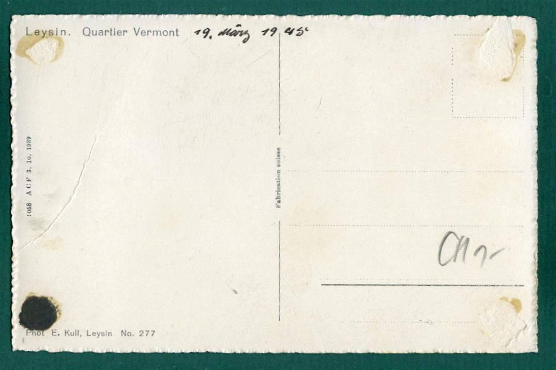 Cartoline postali: Leysin, Quartier Vermont, 1945, ungelaufen – Usato da Sargans venduto da Hausi1951 1