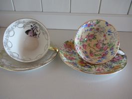 2 kleine Vintage Sets Tasse mit Untertasse
