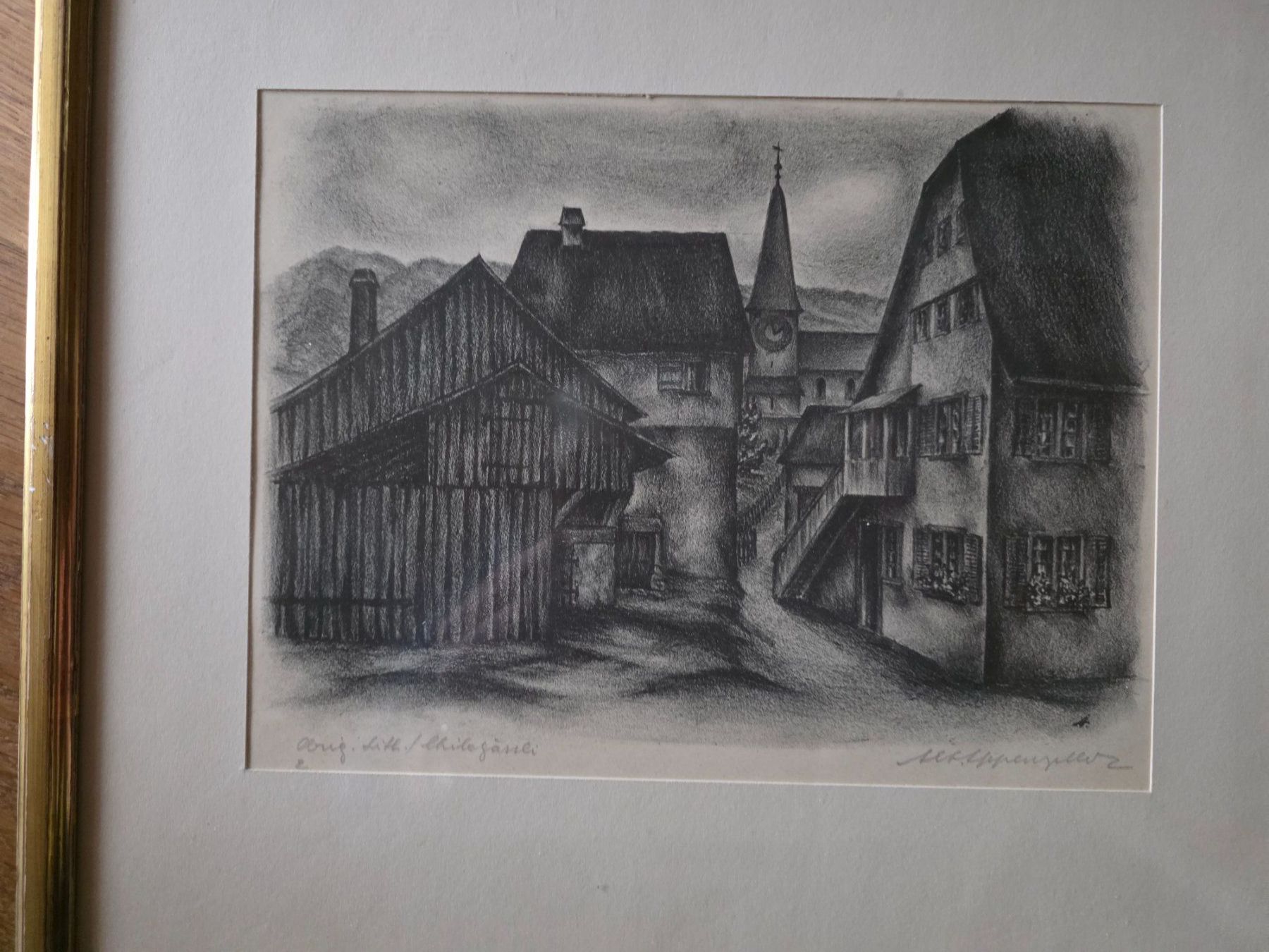 Grafiken & Lithographien: Litho Chilegässli in Goldrahmen – Gebraucht aus Walterswil BE von Lonitti 4