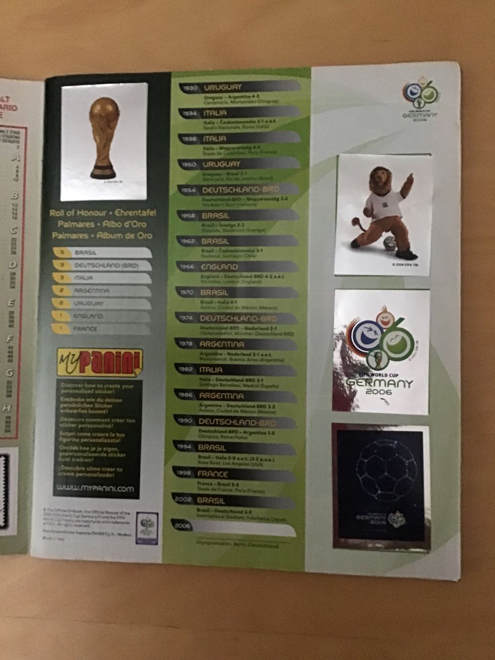 Panini Alben: Panini WM 2006 Germany – Gebraucht aus Studen BE von Pitsch445 1