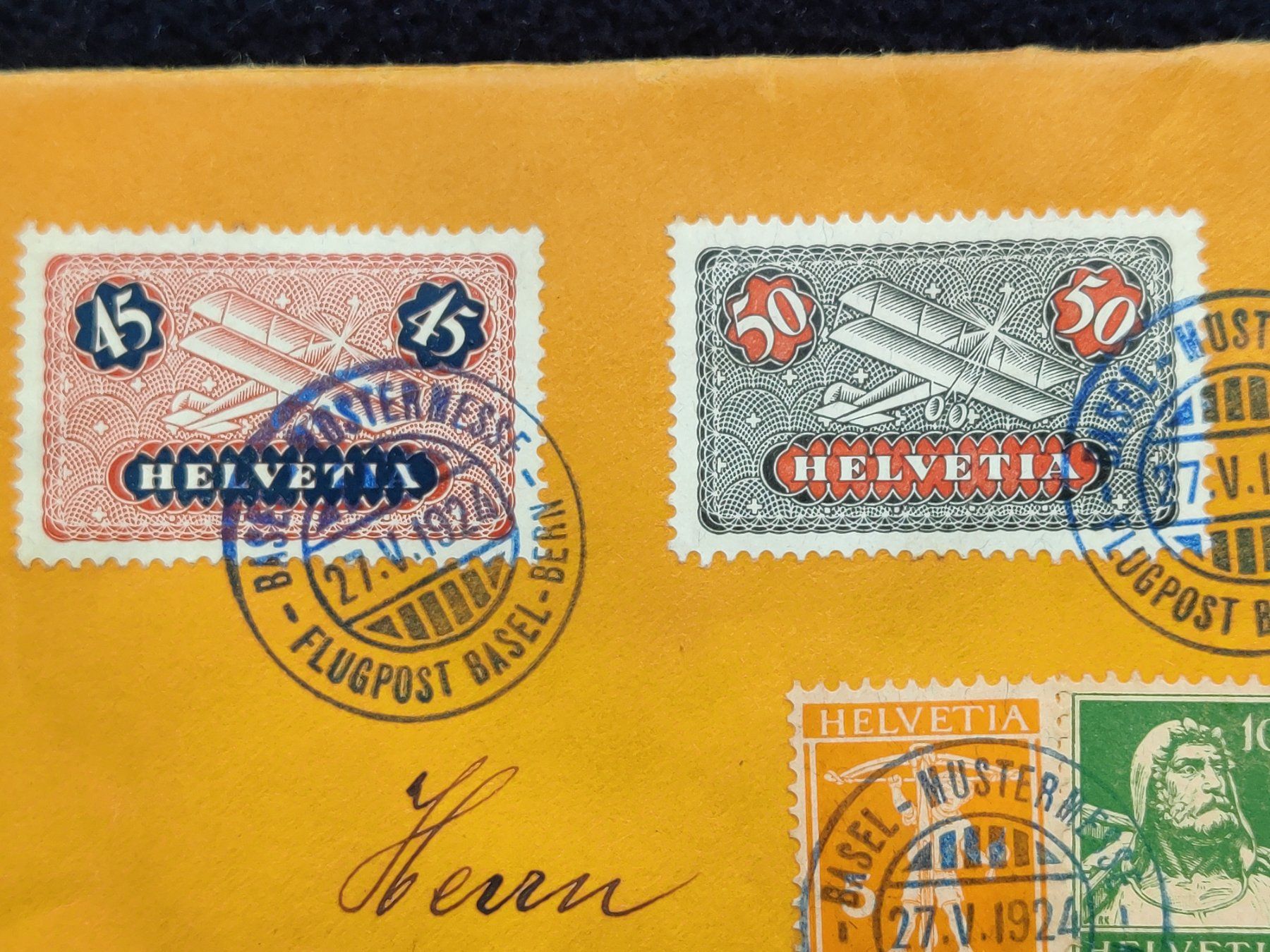 Buste & buste per spedizione: 1924 - Flugpost Basel Mustermesse / Umschlag ⦿ – Usato da Muttenz venduto da IkaSul 3