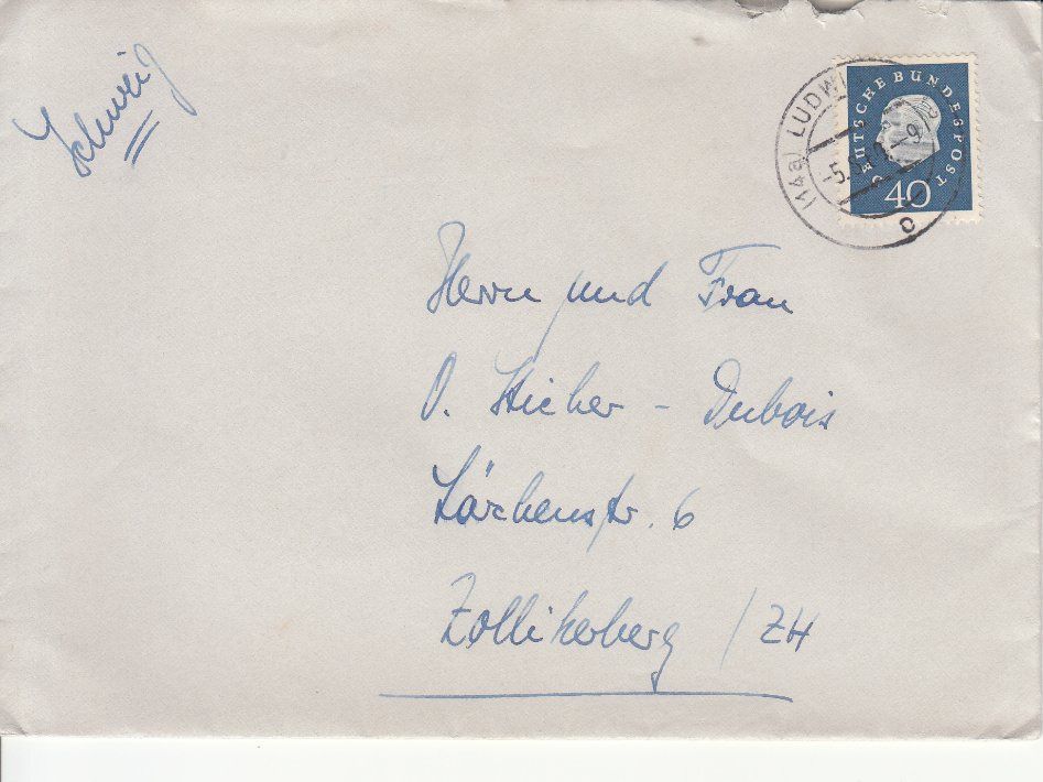 Tutti i francobolli: BRD 1959 - 1961, 6 Briefe – Usato da Bürglen TG venduto da StampGraf 4