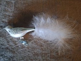 Weihnachtsbaumschmuck Vogel mit Federclip Vintage, Glas
