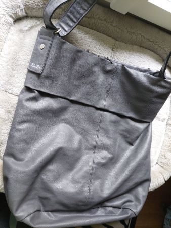 ZWEI Schultertasche Grau mit vielen Innentaschen