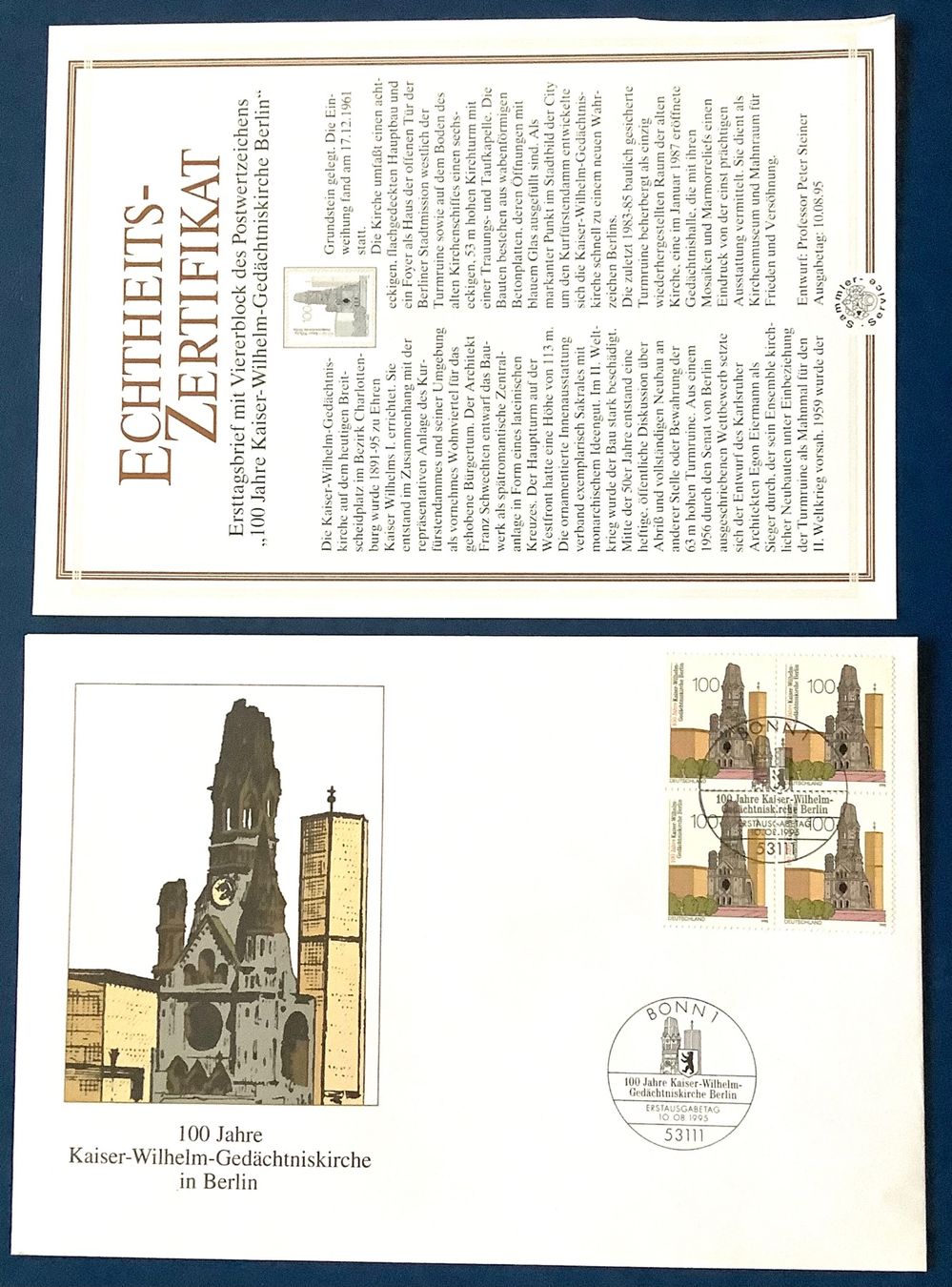 Tutti i francobolli: 1995 BRD FDC 100 Jahre Kaiser Willheim Kirche - Berlin – Nuovo (secondo la descrizione) da Liestal venduto da Skunk02
