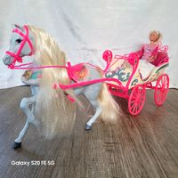 Barbie Pferd Blizzard mit Kutsche