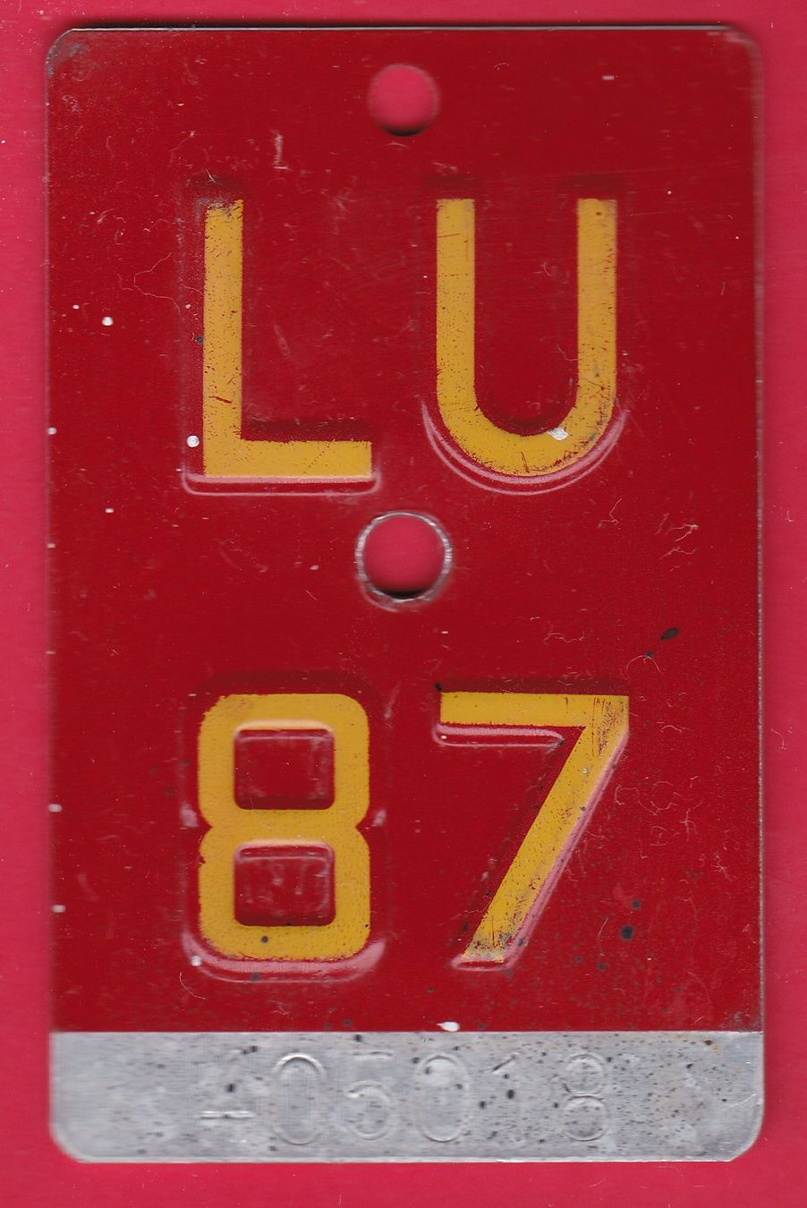 Schilder: VELONUMMER / FAHRRADSCHILD, LU 87 – Gebraucht aus Oberrieden von Gebirgsstelze