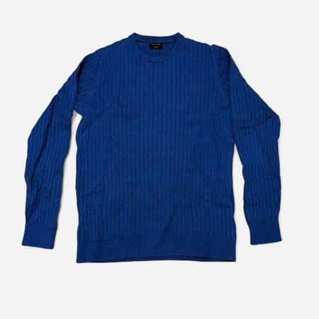 Massimo Dutti Blue Cable Knit Wool Blend Sweater