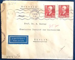 1943 Zensurbrief Schweden - ZH  Deutsches Reich Rote Stempel