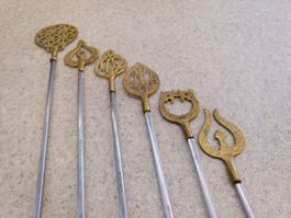6x Grillspiesse - Spiesse - Grillspiess - Messing und Stahl