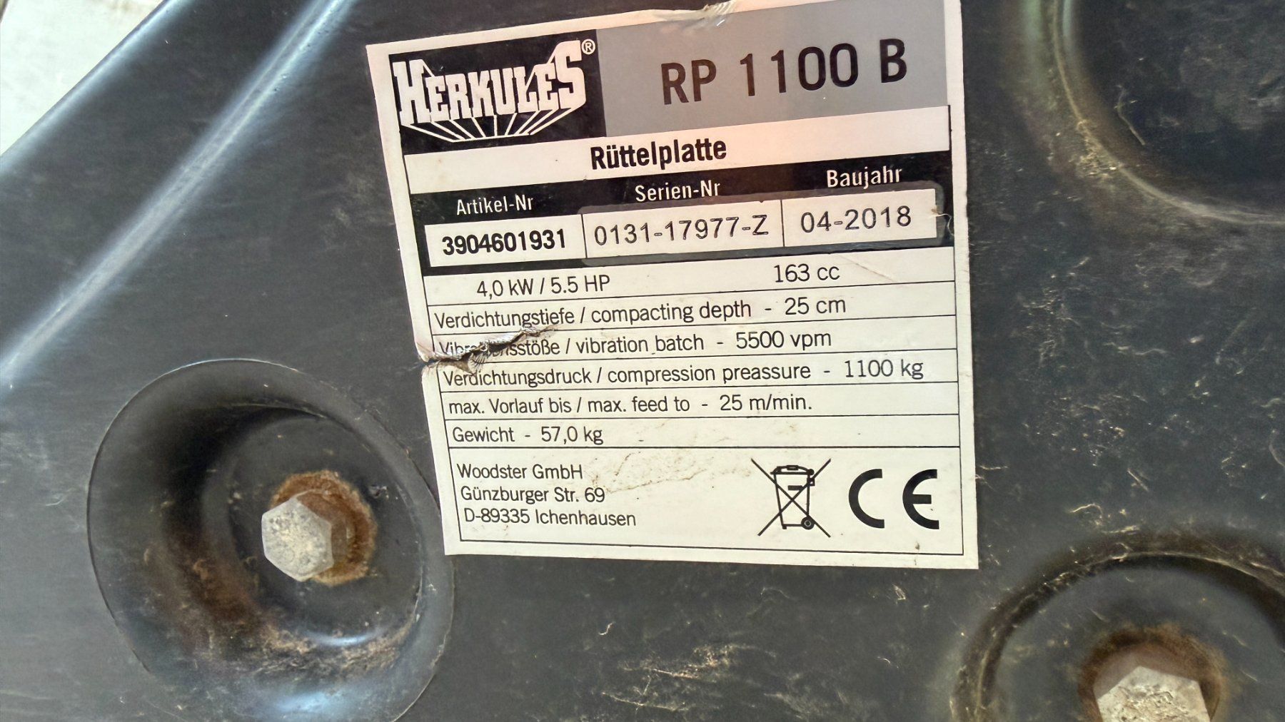 Alle Maschinen: Rüttelploatte Herkules RP 1100 B – Gebraucht aus Rodersdorf von htruempy01 3