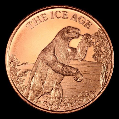 1 Oz / Unze / Once Cu .999 Ice Age Giant Sloth Copper Round | Kaufen