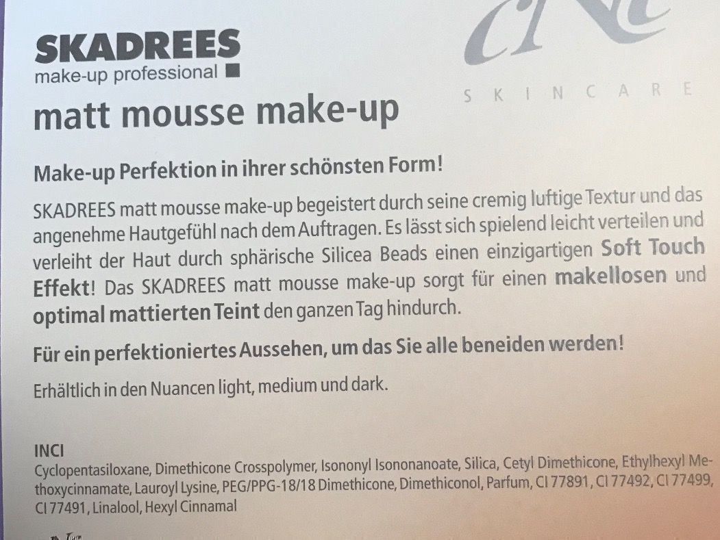 Cura del viso: Skadrees Make-Up Mousse light/medium – Nuovo e nell'imballaggio originale da Bottmingen venduto da Jstraehl 1