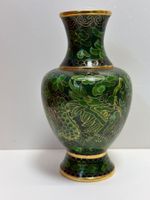 VASE CLOISONNE ZWEI GRÜNE DRACHEN