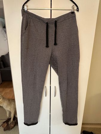 Beige-schwarze Stoffhose (L)