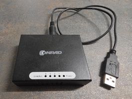 Conrad PW-1004 4-Port Ethernet Netzwerk Switch mit Netzteil