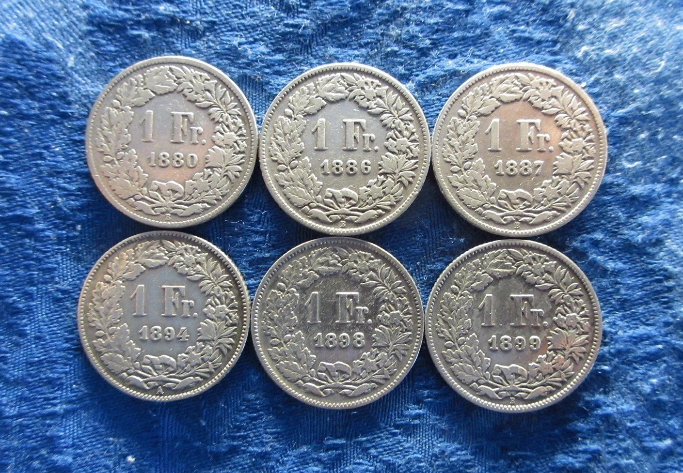 Tutti le monete: 1 Franken Serie1880 - 1899 Silber – Usato da Kirchberg SG venduto da Helveticus00
