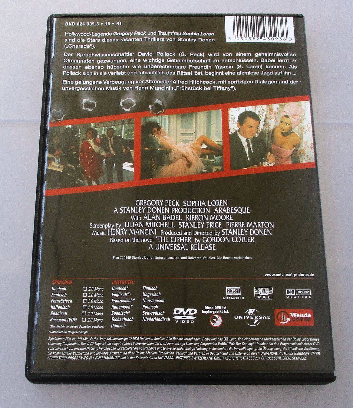 Tous les DVDs: ARABESKE - Gregory Peck/Sofia Loren – D'occasion à Wattwil par Muriel10 1