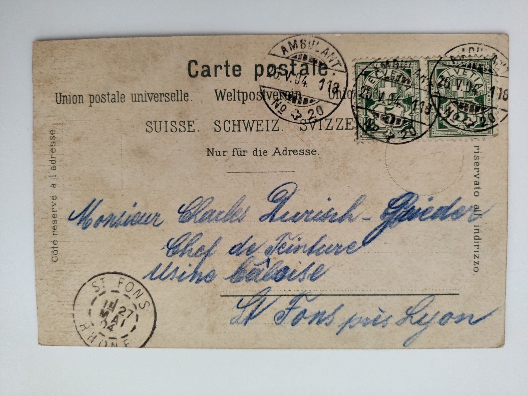 Cartoline postali: Chiasso, Gotthard Express! Bahnhof dat. 1904 – Usato da Ohmstal venduto da Lebensfreude05 1