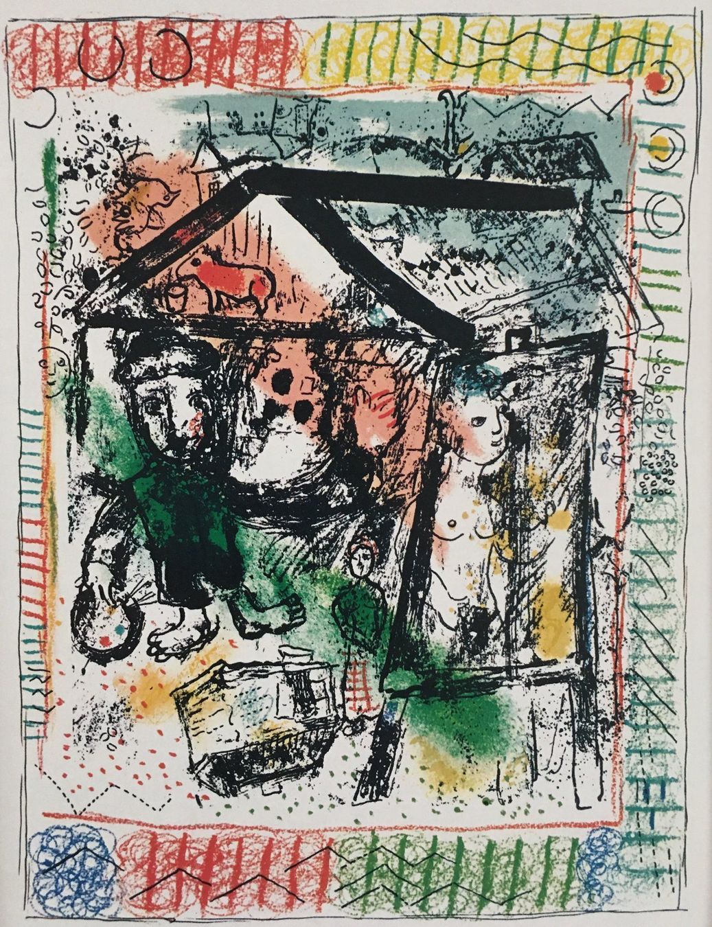 Grafica & Litografie: Marc Chagall    604  "Le Peintre devant le Village" – Usato da Nennigkofen venduto da Sommersonnen
