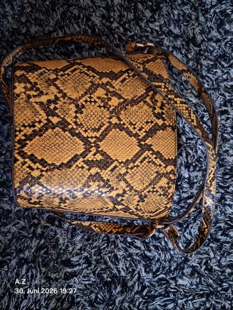 Tasche Kunstleder Schlangenmuster gelb schwarz Schultergurt