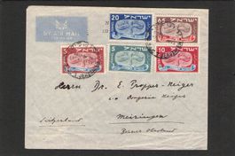 Flugbrief: Israel - Meiringen , 29.9.48 , Yvert10-14