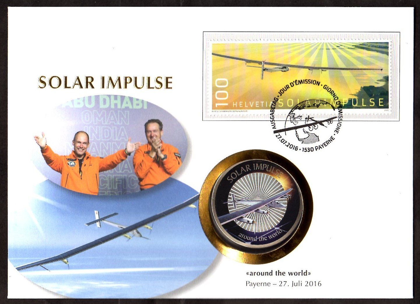 Tutti le monete: Numis, SOLAR IMPULSE, around the world, mit Farbmedaille – Nuovo (secondo la descrizione) da Walzenhausen venduto da dream-day