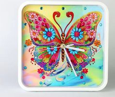 Diamond Painting Uhr-​Blumen Schmetterling-2-V-Uhr